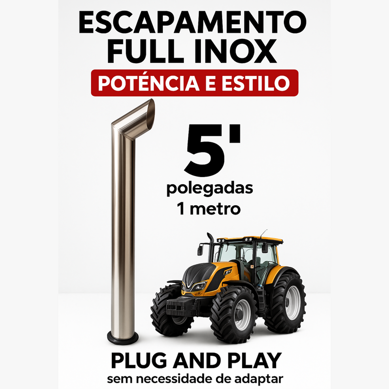 Ponteira Escpamento Trator Valtra Bh 194/184/154 Full Inox