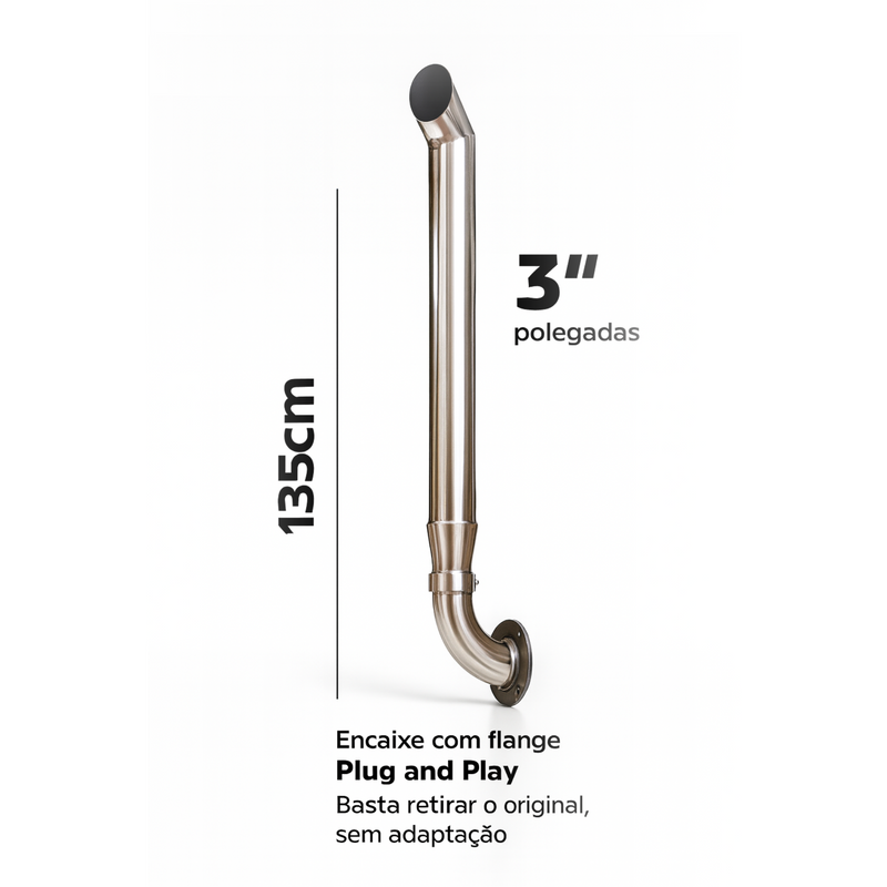 Ponteira Escapamento Inox  + Pente Massey Ferguson 4408 850 4410 RONCO ALTO!