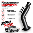 Pente Turbina em T + Downpipe Toyota Hilux 2.8 2022 a 2025 Aço Carbono com Pintura de Alta Temperatura e Plug and Play