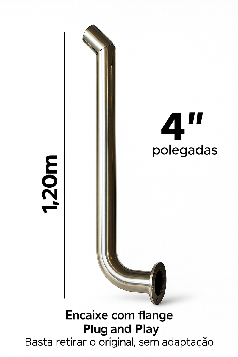 Ponteira escapamento Inox Trator Valtra A750 A850 A950 G3 1,20 Metros