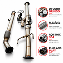 Kit Escapamento Full Inox L200 Triton 2.4 2017 a 2022 com Downpipe + Intermediário + Difusor Válvula Dupla