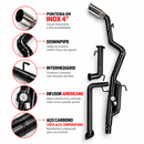 Kit Escapamento Nissan Frontier 2.5 Diesel 2007 a 2016 Aço Carbono com Downpipe, Intermediário, Difusor Americano, Saída Lateral, Ponteira Inox 4" e Controle Remoto