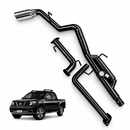Kit Escapamento Nissan Frontier 2.5 Diesel 2007 a 2016 Aço Carbono com Downpipe, Intermediário, Difusor Americano, Saída Lateral, Ponteira Inox 4" e Controle Remoto