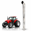Escapamento Full Inox 304 Case Farmall 110A 120A 130A 4cc 4" 1,60m com Redução 3,5" Plug and Play