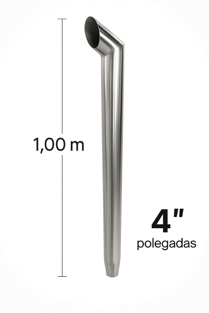 Escapamento Inox 4” 1 Metro Valtra BM100 / BM110 / BM125 até 2014 - Pronto para Instalar - DM Pentes